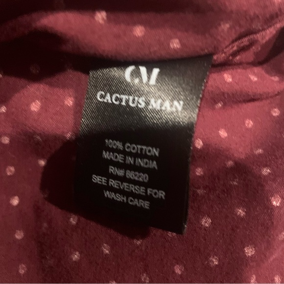 CACTUS MAN MEDIUM BUTTN DOWN SHORT SLEEVE SHIRT (100% Cotton) - Picture 2 of 4